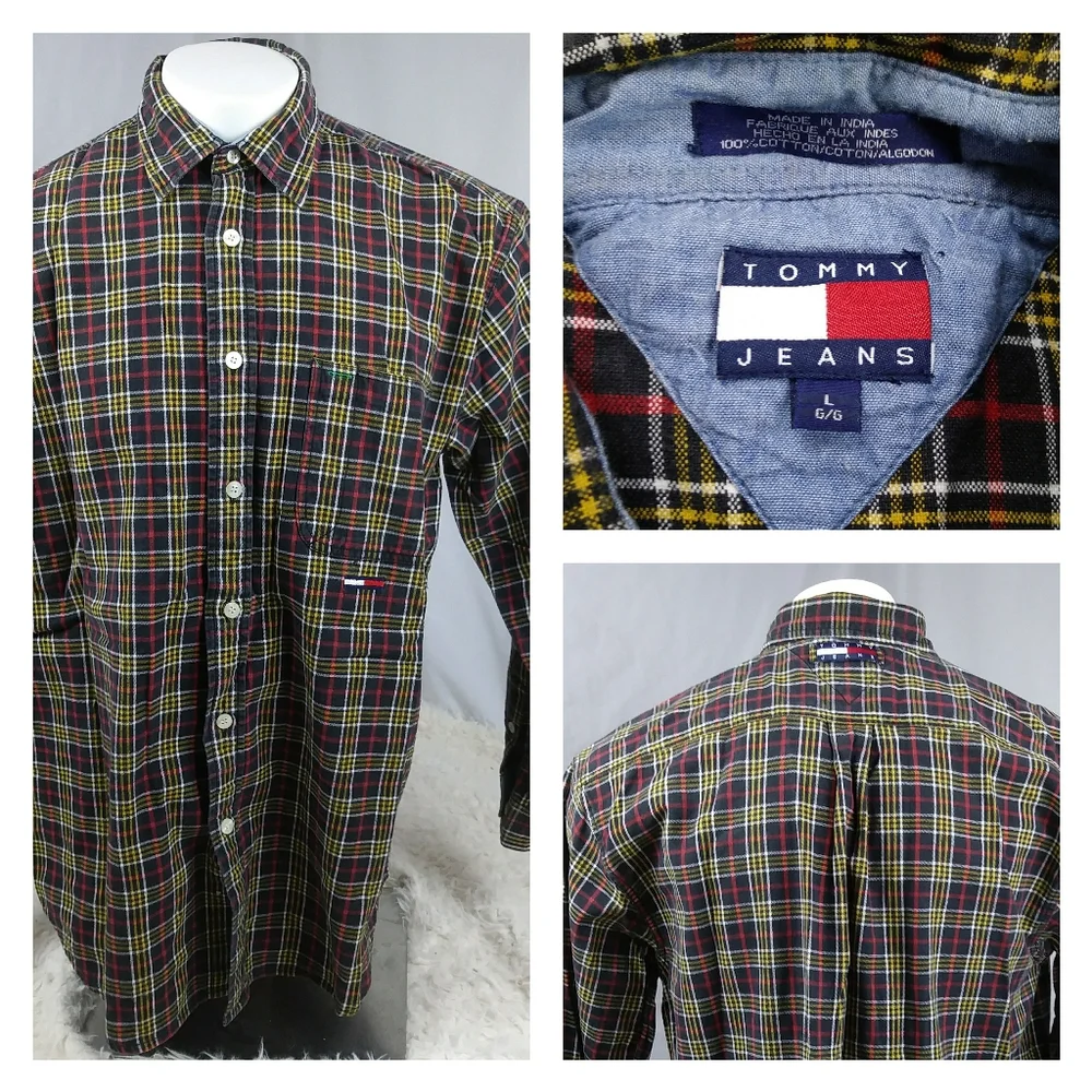 3/25$‎ Tommy button top durable plaid long sleeve